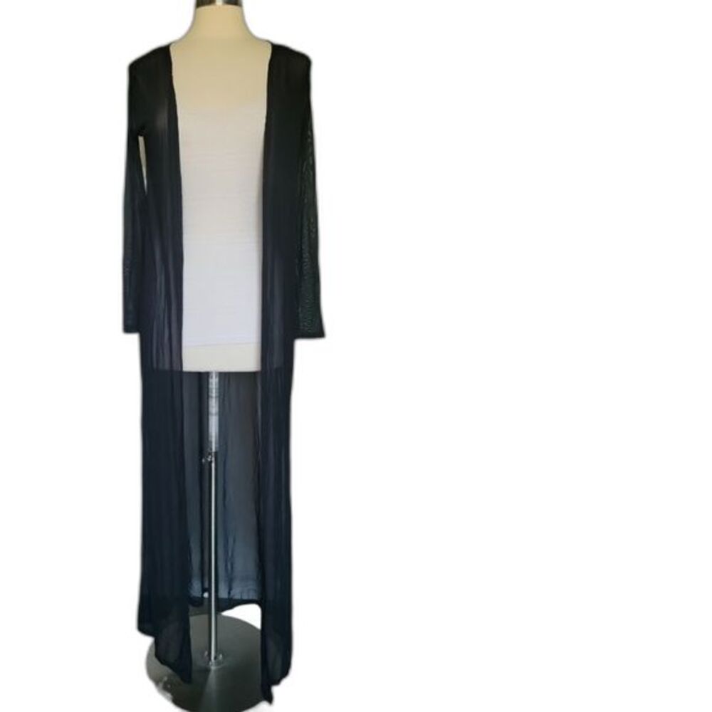 Windsor Black Sheer Open Front Kimono/Duster/Swim Cover - S/M